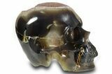 Realistic Polished Agate Skull with Amethyst Crystal Pocket #378637-3